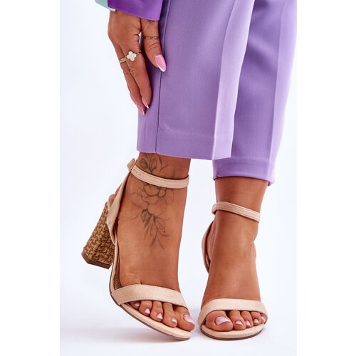 FE1 Suede Sandals On A Braided Heel Beige Selila Slike