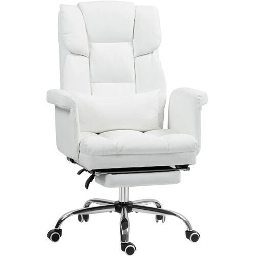  Ergonomska uredska stolica podesiva visina 48-56 cm naslon za leđa oslonac za noge bijela Cene