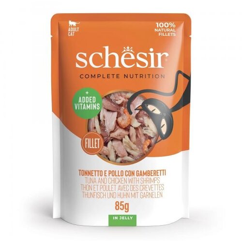Schesir Complete&Balanced kesica za mačke - Tuna, piletina i škampi u želeu 85g Cene