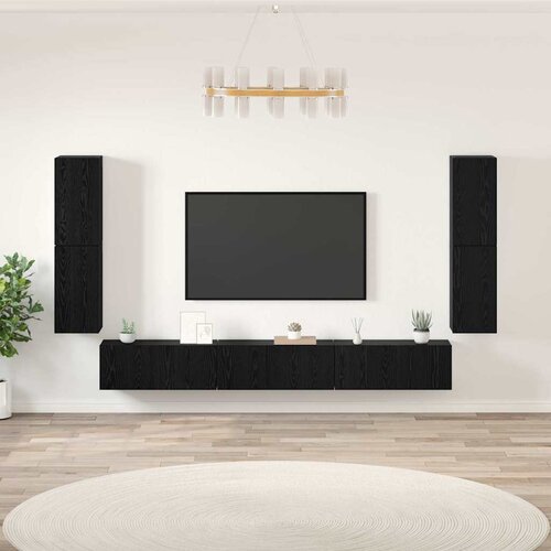 TV Jedinice Zidne 4 pcs Crni hrast Konstruirano drvo Cijene