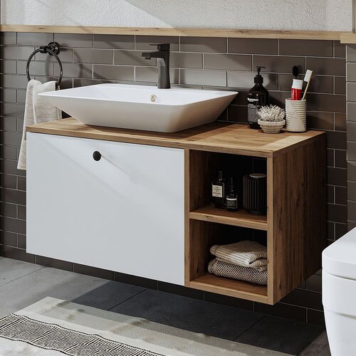 Hanah home kupatilski ormarić sa lavaboom 2457, 95 cm, atlantski bor / beli Cene