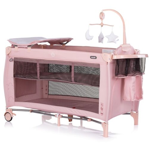 Chipolino putni krevetić s podlogom za prematanje Bella Pink Powder Slike