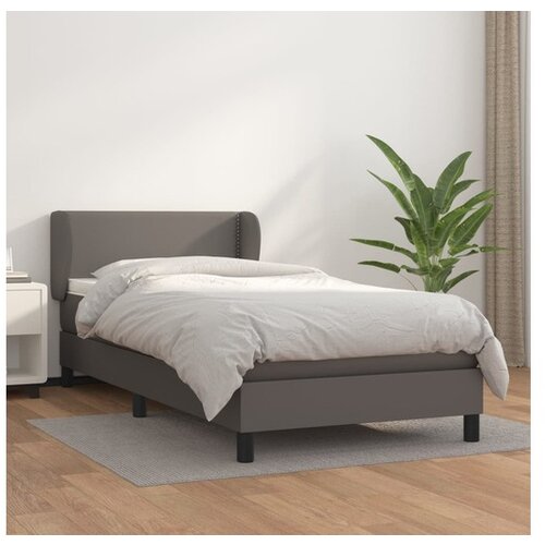  Box spring postelja z vzmetnico siv 100x200 cm umetno usnje Cene