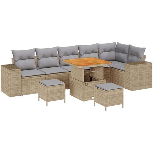  9-dijelni set vrtnog namještaja s jastucima bež poliratan  3-dijelni set vrtne blagovaonice s jastucima bež poliratan Cijene