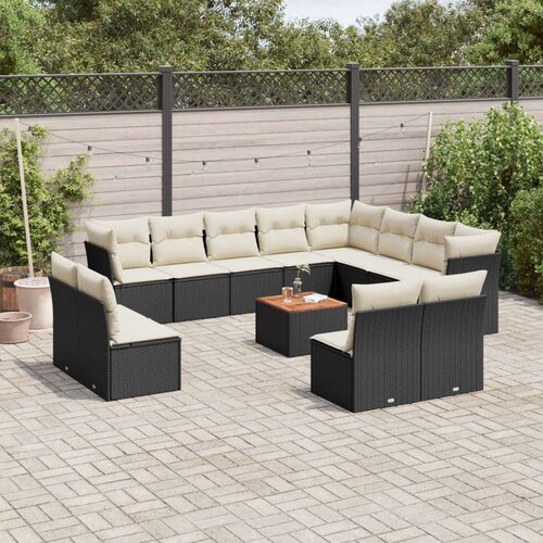  13-dijelni set vrtnih sofa s jastucima poliratan crni Cene