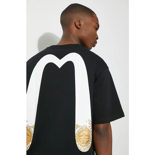 Evisu Pamučna majica Seagull + Daicock & Kamon Gold print za muškarce, boja: crna, s tiskom, 2ESHTM4TS7071