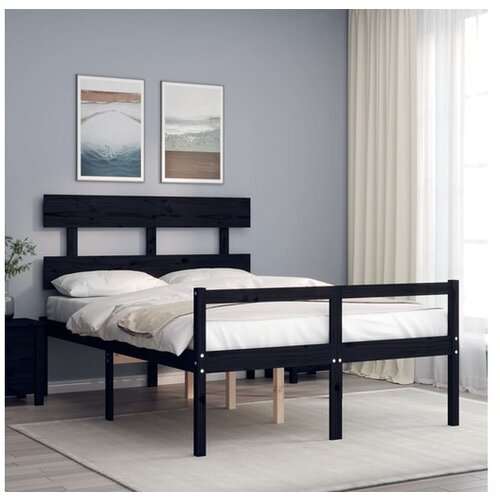  Posteljni okvir z vzglavjem črn 4FT6 trles Slike