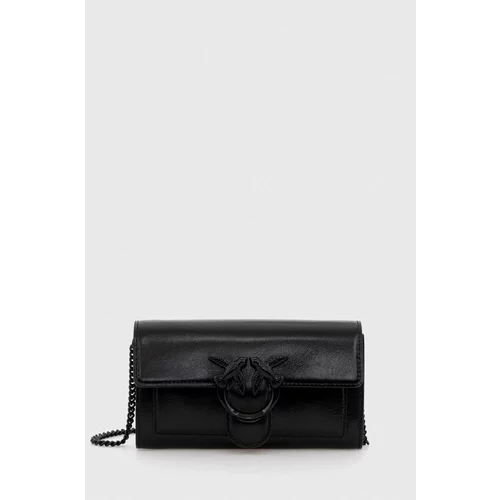 Pinko Usnjena denarnica ženska, črna barva, 100062 A124