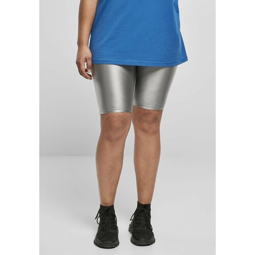 Urban Classics ladies highwaist shiny metallic cycle shorts darksilver Slike