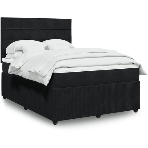 VidaXL Box spring postelja z vzmetnico črna 140x200 cm žamet Slike