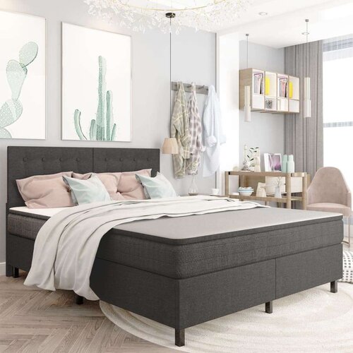 VidaXL Krevet od tkanine s oprugama tamnosivi 160 x 200 cm Slike