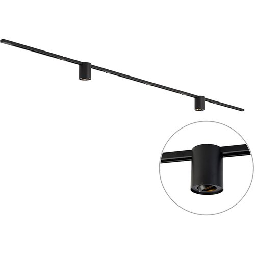 QAZQA Modern railsysteem zwart met 2 spots 1-fase - Iconic Rondoo Up Slike