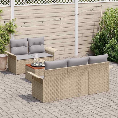  Sjedeća garnitura za vrt 6 kom. 5-Broj sjedala Bež 196 x 62 x 69 cm Slike