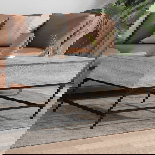 vidaXL Stolić za kavu siva boja hrasta 80x80x45 cm od drva i metala Cijene