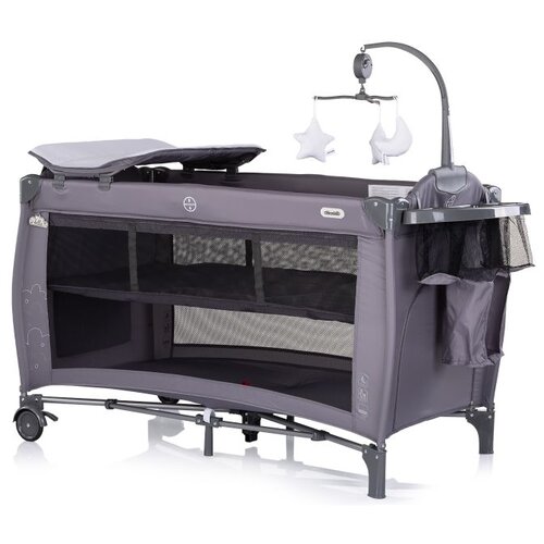 Chipolino putni krevetić s podlogom za prematanje Bella Charcoal Slike