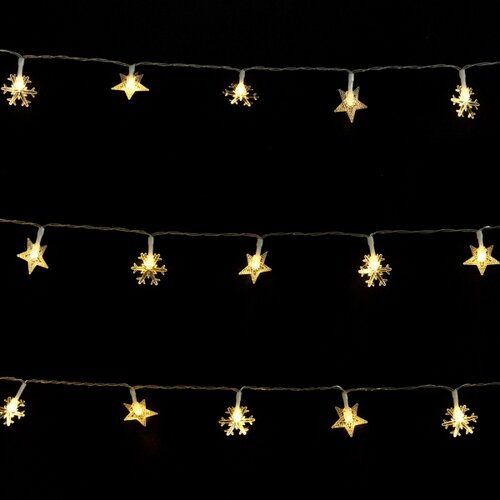 Aigostar led vanjski božićni lanac, 50xLED/8 funkcija, 3xAA, 5m, IP44, topla bela, zvezdice Slike
