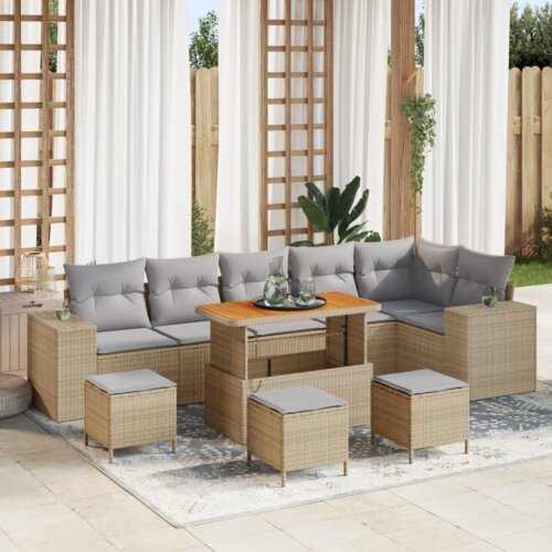  10-dijelni vrtni sofa set s jastučićima Bež Poliratan Acacia Cijene