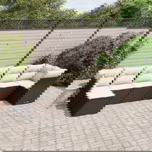  The Living Store Vrtna sedežna garnitura 7-delna z blazinami rjav poli ratan - Vrtna Sedežna Garniture, (21480130) Cene