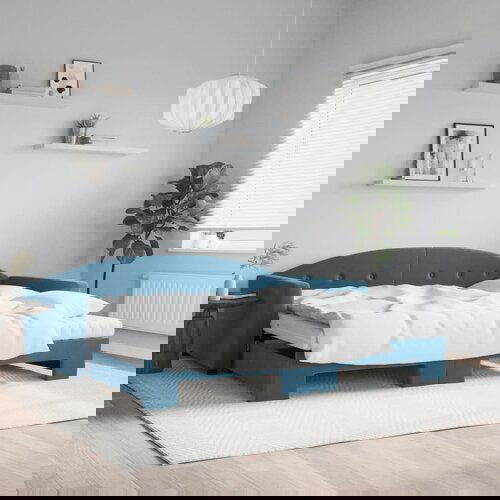 vidaXL Dnevni krevet na razvlačenje i madraci plavi 100x200 cm baršun Cijene