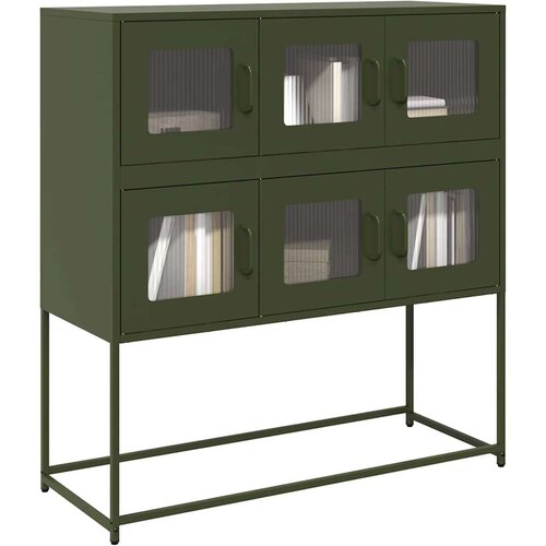 vidaXL Komoda olivno zelena 100,5x39x107 cm hladno valjano jeklo Cene