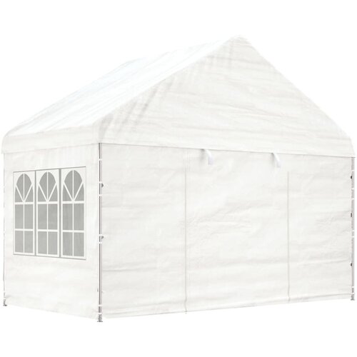 vidaXL paviljon s streho bel 4,08x2,23x3,22 m polietilen Cene