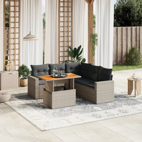 vidaXL 6-dijelni set vrtnih sofa od poliratana s jastucima sivi Cijene