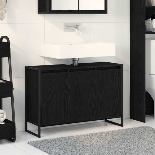  Kupaonski ormar Crni hrast 90 x 30 x 60 cm Konstruirano drvo Cene