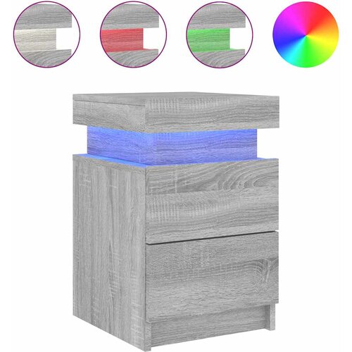  Noćni ormarići s LED svjetlima 2 kom boja hrasta 35x39x55 cm Slike