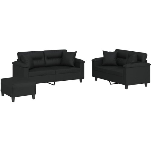 Maison Chic Sedežna garnitura - kavč z vzglavniki 3-delna črno umetno usnje, (21728782) Cene