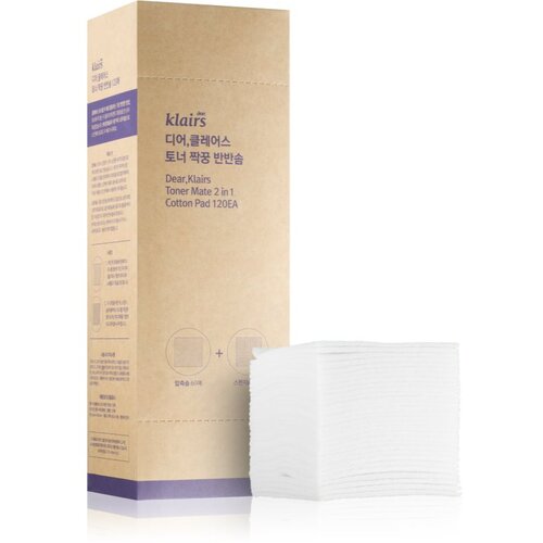 Klairs Supple Preparation Toner Mate Cotton Pad Bombažne blazinice za odstranjevanje ličil in či&amp;scaron;čenje obraza 120 kos Slike
