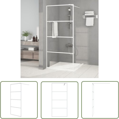 The Living Store Pregrada za tu&amp;scaron; bela 90x195 cm prozorno ESG steklo - Tu&amp;scaron; Stena, (21745278) Slike