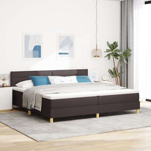 Box Vzmetnica na podnožju z vzmetnico Temno rjava 200x200 cm Tkanina, (22083302) Slike