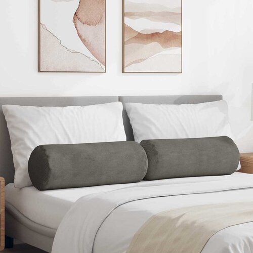 vidaXL Blazine 2 pcs Svetlo siva Ø 25 x 70 cm Žametna tkanina Cene