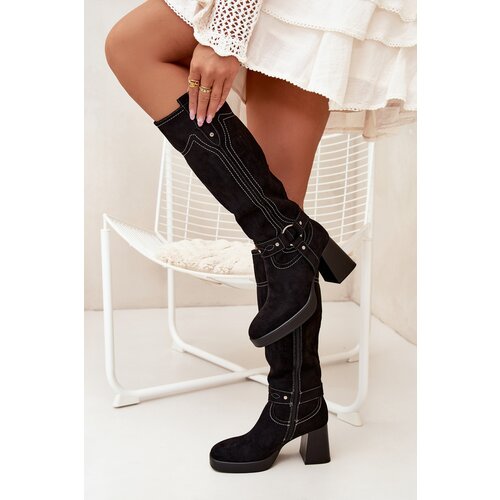 Boto Insulated Women&amp;#039;s Heeled Boots With Stitching Black Alessara Slike