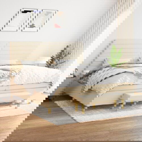  The Living Store Box spring postelja z vzmetnico krem 200x200 cm blago - Box Spring Postelja, (21514558) Cene