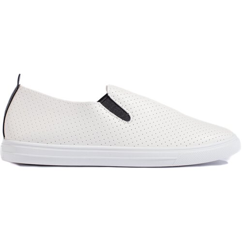 Shelvt Openwork sneakers slip on white and black Cene