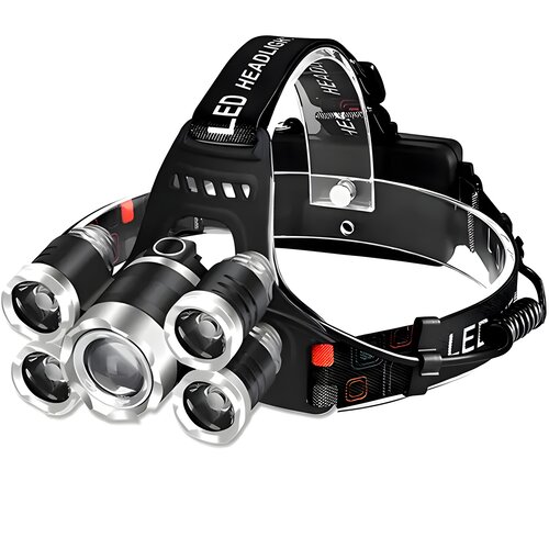 LED čelna svetilka s 5 diodami - črna Slike