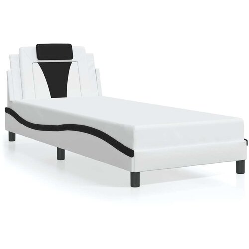  Okvir kreveta s LED svjetlom bijelo-crni 90x200 cm umjetna koža Slike