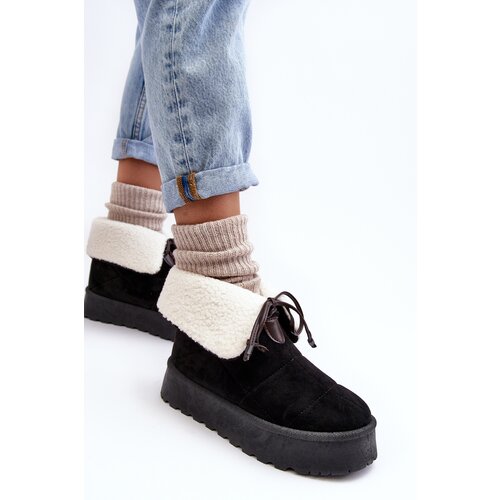 Kesi Black snow boots on the Olimuka platform with sheepskin Cene