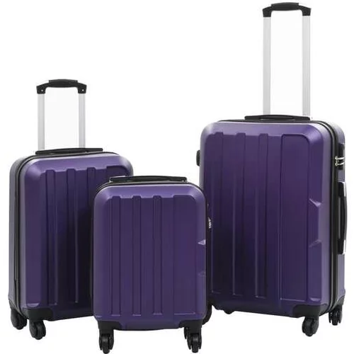  Trdi potovalni kovčki 3 kosi vijolični ABS