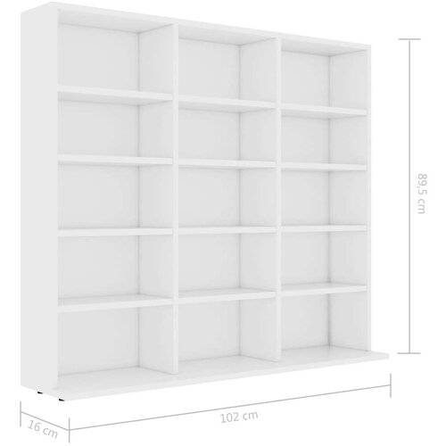 vidaXL Omarica za CD plo&scaron;če bela 102x23x89,5 cm iverna plo&scaron;ča, (20716616) Cene