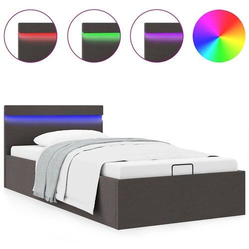 Maison Chic Dvižni Posteljni okvir - Enojna postelja - Postelja za odrasle LED temno sivo blago 90x200 cm, (21697262) Slike