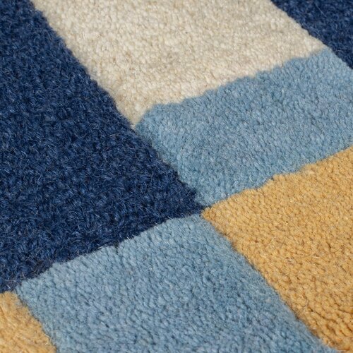 Flair Rugs Plavi ručno rađen vunen tepih 120x170 cm Kai Wool Border &amp;ndash; Slike