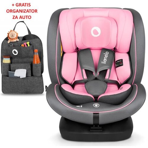 Lionelo Autosjedalica BASTIAAN i-Size roza + organizator, ISOFIX-360, 40–150 cm, (5903771705547) Cijene