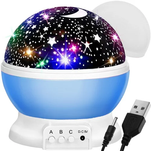 USB projektor Master Star nočna lučka 360 modra
