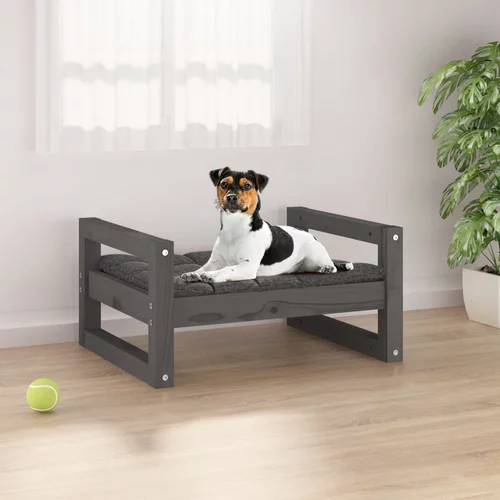 vidaXL krevet za pse sivi 55,5x45,5x28 cm od masivne borovine