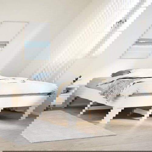 vidaXL Posteljni okvir brez vzmetnice bel 135x190 cm trdna borovina Cene