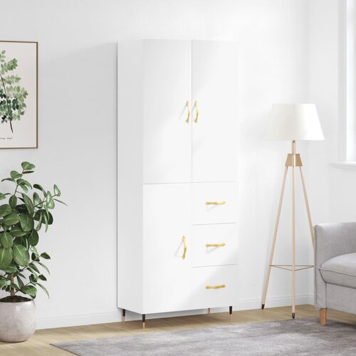 vidaXL Visoka omara bela 69,5x34x180 cm inženirski les Cene