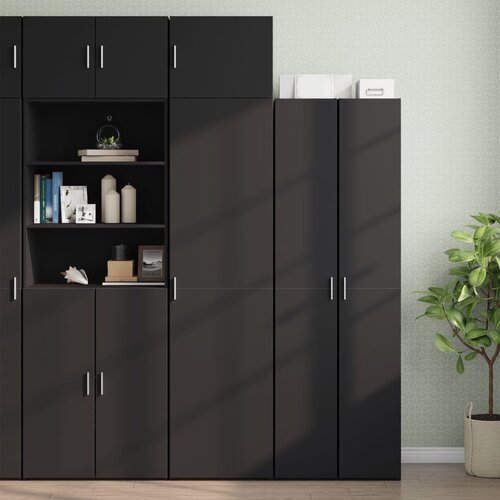 VidaXL Uski ormarić za pohranu crni 50x42,5x225 cm konstruirano drvo Slike