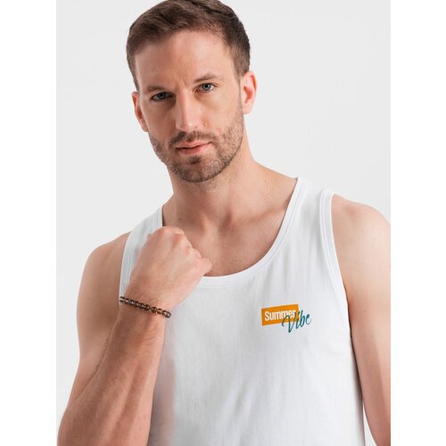 Ombre Summer Vibe printed men's cotton tank top - white Cijene